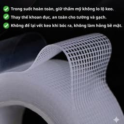 Băng keo hai mặt Nano. Băng dính dạng lưới keo liền mạch có độ bám dính keo hai mặt trong suốt 4