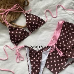 EMMA Set 3 Mảnh Bikini Chấm Bi Đính Nơ Ruy Băng, Quần Đùi Tôn Dáng Che Đào Xinh 7