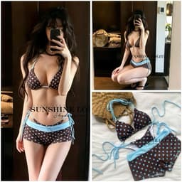 EMMA Set 3 Mảnh Bikini Chấm Bi Đính Nơ Ruy Băng, Quần Đùi Tôn Dáng Che Đào Xinh 3