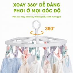 Mắc Dù Phơi Quần Áo 2797 Việt Nhật Lục Giác 24 Kẹp Đa Sắc Xoay 360 Độ Tiết Kiệm Diện Tích GD363 5