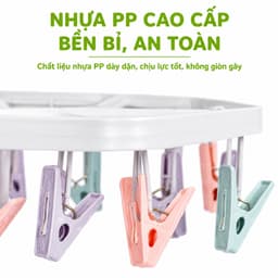 Mắc Dù Phơi Quần Áo 2797 Việt Nhật Lục Giác 24 Kẹp Đa Sắc Xoay 360 Độ Tiết Kiệm Diện Tích GD363 3