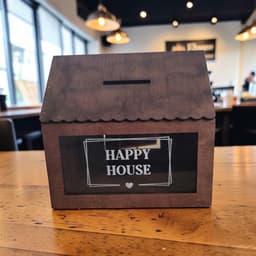 Hộp Tipbox Hình Ngôi Nhà Có Ổ Khóa | Lynhdecor MIỄN PHÍ Khắc Tên, Logo Quán Theo Yêu Cầu 2