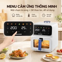 Nồi chiên không dầu hơi nước Qcooko cống suất 1500 dung tích 6L, Màn Hình Cảm Ứng, Bảo Hành 12 Tháng 2
