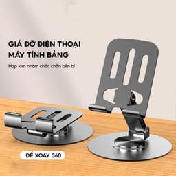 Giá Đỡ Điện Thoại Xoay 360° Gấp Gọn Kim Loại, Dùng Cho Điện Thoại Máy Tính Bảng Đến 10.9 Inch,  Nhỏ Gọn 7