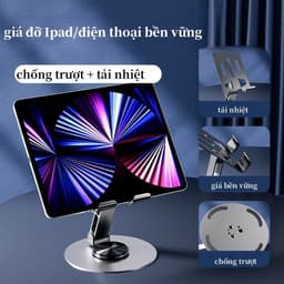 Giá Đỡ Điện Thoại Xoay 360° Gấp Gọn Kim Loại, Dùng Cho Điện Thoại Máy Tính Bảng Đến 10.9 Inch,  Nhỏ Gọn 2
