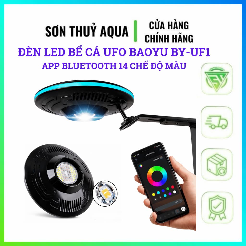 Đèn LED UFO BAOYU BY-UF1 - Điều Khiển APP Bluetooth 14 Chế Độ MàuCảnh Giúp Cá Lên Màu Đẹp, Nịnh Màu