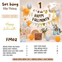 Set Bóng Trang Trí Đầy Tháng Cho Bé Trai Bé Gái Happy Full Month Happy 30 Days Trang Trí Đầy Tháng Em Bé Nhiều Mẫu 7