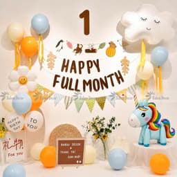 Set Bóng Trang Trí Đầy Tháng Cho Bé Trai Bé Gái Happy Full Month Happy 30 Days Trang Trí Đầy Tháng Em Bé Nhiều Mẫu 2