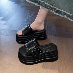 Giày sandal đế xuồng cho nữ, dép tăng chiều cao 2026 4