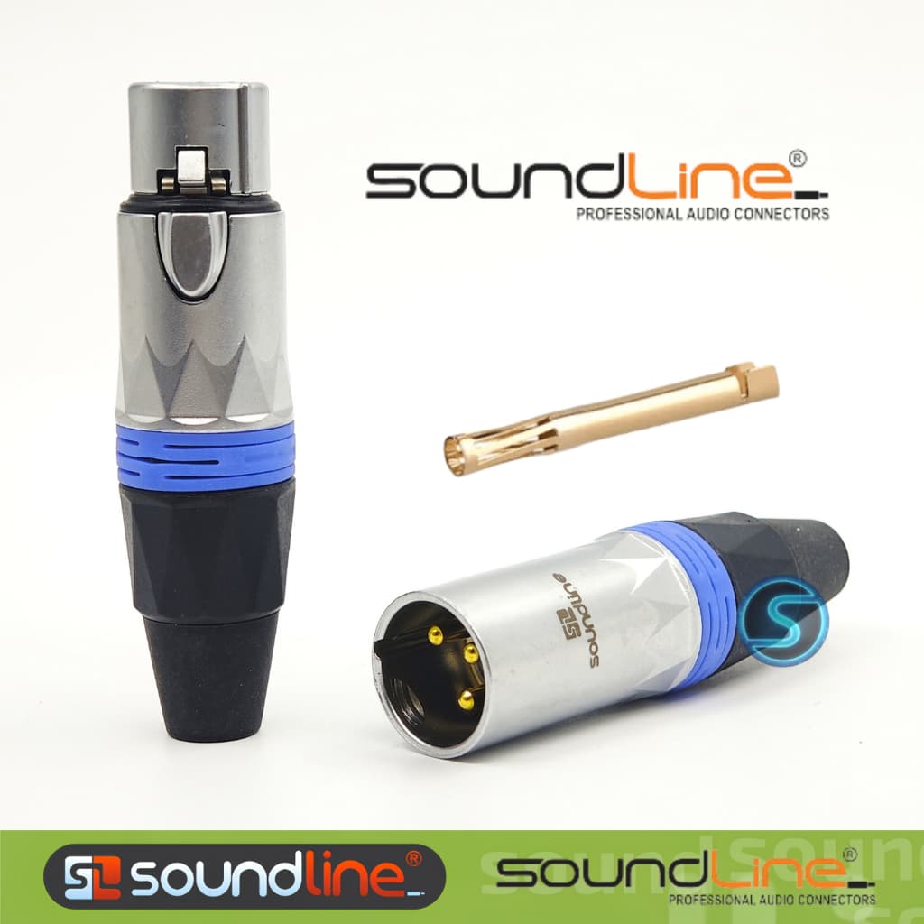 Jack rắc canon, xlr hàn dây, cắm micro, chân đồng. thân mạ chrome Soundline . ( Giá 1Cái )