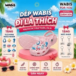 [Tặng Charm + Móc Khoá]Dép Sục Kim Cương WABIS Đế 3cm Không Thấm Nước, Chống Trượt [WUC-V3] 1