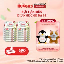Thùng 12 gói khăn ướt Huggies Êm mềm (không mùi) cao cấp, sợi tự nhiên và dịu nhẹ cho bé (80 miếng/gói) 1