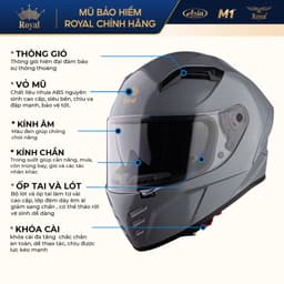 Mũ Bảo Hiểm Fullface Royal M66K 2 Lớp Kính Chống UV, Nam Nữ Đi Xe Máy, Chính Hãng Á Châu, BH 12T 2