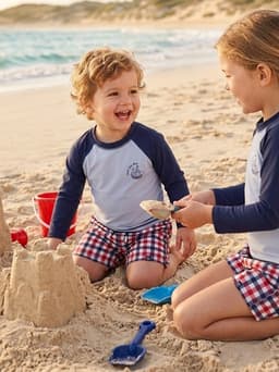 Bộ Đồ Bơi Bé Trai Gerber Baby UPF50+ Áo Chống Nắng Cao Cấp Quần, Bơi Kẻ Caro Mềm Mại. Hàng VNXK 4