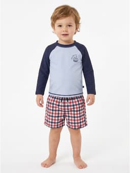 Bộ Đồ Bơi Bé Trai Gerber Baby UPF50+ Áo Chống Nắng Cao Cấp Quần, Bơi Kẻ Caro Mềm Mại. Hàng VNXK 1