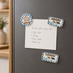 Miếng hít tủ lạnh khảm trai handmade 7COOKS, Magnet trang trí, ghi chú, tạo điểm nhấn cho tủ lạnh 2