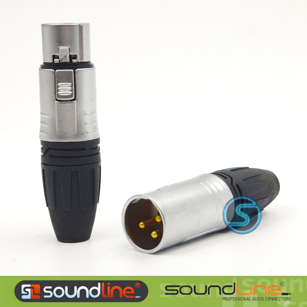 Jack rắc canon, xlr hàn dây MICRO, cắm microphone, đồng SOUNDLINE. Thân mạ Chrome đẹp ( Giá 1 cái )