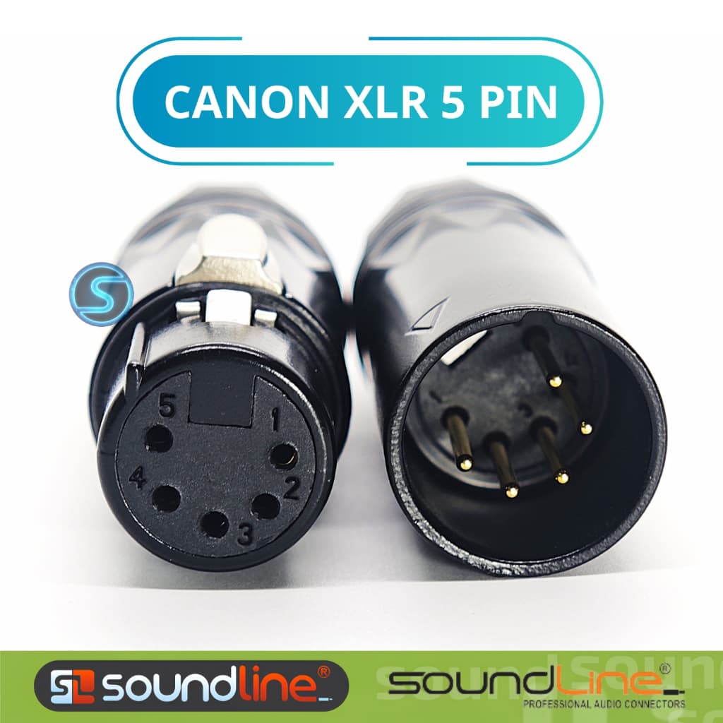 Jack rắc Canon 5 chân, XLR 5 chân Canon 5Pin hãng SOUNDLINE ( Giá 1c )