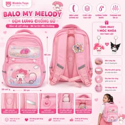 Balo học sinh chống gù cho bé cấp 1 và 2 in hình 3D siêu nhẹ chống thấm 4