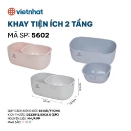 Hộp Đựng Đồ Ăn Vặt 2 Tầng ,Khay Rổ Nhựa Đựng Hoa Quả, Bánh Kẹo Đồ ăn Nhẹ 2 Tầng Sạch Sẽ,Tiện Lợi 1