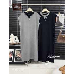 <Đầm Bầu Quynhanhhouse> (QC) #66416 Váy suông bầu len suông cổ xẻ khuy freesize 1
