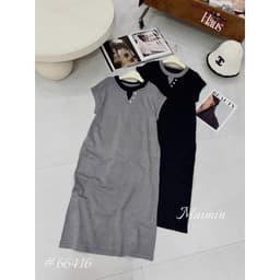 <Đầm Bầu Quynhanhhouse> (QC) #66416 Váy suông bầu len suông cổ xẻ khuy freesize 3