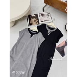 <Đầm Bầu Quynhanhhouse> (QC) #66416 Váy suông bầu len suông cổ xẻ khuy freesize 5