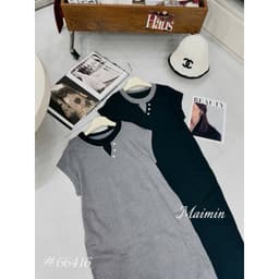 <Đầm Bầu Quynhanhhouse> (QC) #66416 Váy suông bầu len suông cổ xẻ khuy freesize 9
