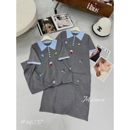 <Đầm Bầu Quynhanhhouse> (QC) #66237 Váy len suông cổ đức thêu hoạ tiết freesize 2