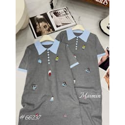 <Đầm Bầu Quynhanhhouse> (QC) #66237 Váy len suông cổ đức thêu hoạ tiết freesize 3