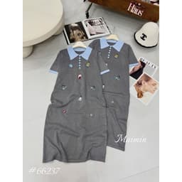 <Đầm Bầu Quynhanhhouse> (QC) #66237 Váy len suông cổ đức thêu hoạ tiết freesize 4
