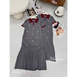 <Đầm Bầu Quynhanhhouse> (QC) #66471 Váy len suông cổ đức chân li thêu freesize 3