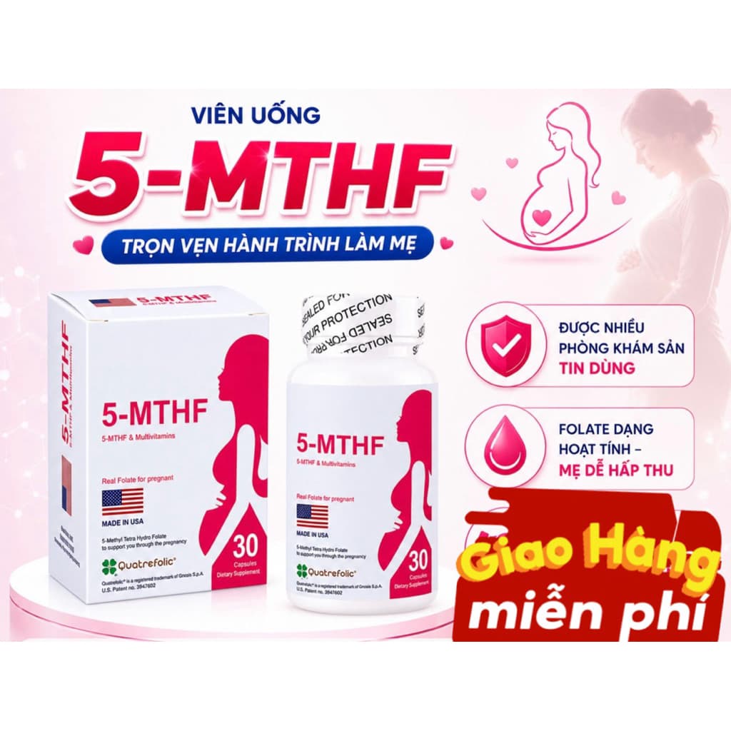 5MTHF HỖ TRỢ  Chống lại dị tật ống thần kinh thai nhi Giúp ổn định thai nhi, giảm dọa sảy thai