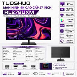 Màn Hình 4K Tuoshuo RL278UXM 27" | Black-IPS | 98% DCI-P3 | Type-C PD65W | Viền Mỏng Cao Cấp 2