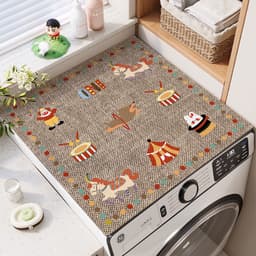 Thảm Phủ Nóc Máy Giặt Họa Tiết Vintage, Chống Bám Bụi Và Trầy Xước hảm Trang Trí Phòng Giặt Đa Năng 3
