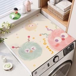 Thảm Phủ Nóc Máy Giặt Họa Tiết Vintage, Chống Bám Bụi Và Trầy Xước hảm Trang Trí Phòng Giặt Đa Năng 6
