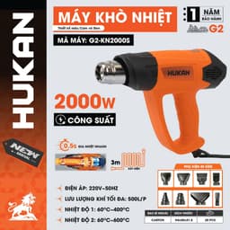 Máy Khò Nhiệt Nóng Điện HUKAN G2-KN2000s, Công Suất Cao 2000w, Nhiệt Độ 60~600*C - Tặng 8 Đầu Ống 1