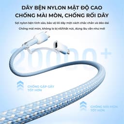 Dây Sạc Nhanh BC32 PLUS 2in1 65W Chính Hãng BONNE TECH, Cáp Sạc Chất Liệu Nylon Bọc Nhựa Trong Suốt Chống Rối Và Gẫy Gập 5