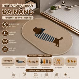 Thảm Chống Trượt Đa Năng Hình Thú Dễ Thương, Thảm Lau Chân Trang Trí Phòng Tắm Nhà Bếp Phòng Ngủ 1
