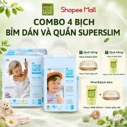 Combo 4 Bịch Bỉm ngày siêu mỏng Nature Love Mere siêu mềm mịn cho bé khô thoáng cả ngày, chống hăm 1