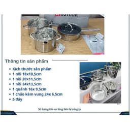 bộ nồi Đức Kostcor Chính Hãng. Inox cao cấp, đáy từ 5 lớp 3