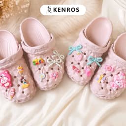 KENROS 06[ tặng charm ngẫu nhiên ] Sục Nữ Hoạ Tiết Sầu Riêng Loang ( tặng 8 cham mẹ -dép bé 5 cham ) 1