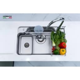 Chậu rửa bát 1 hố Nobinox ARVO B180 inox 304 vân siêu mịn chống xước 80x50cm - Tặng kèm phụ kiện 8