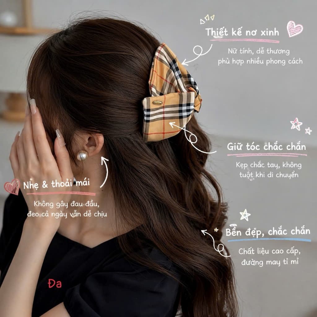 Kẹp Tóc Càng Cua B.B.R Hàn Quốc Cao Cấp, Thiết Kế Vòng Rộng Ôm Tóc, Kẹp Tóc Nửa Lên Dễ Phối Đồ, Giúp Tóc Bồng Bềnh
