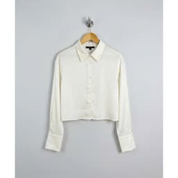 [ Hiền VNXK2] Áo Sơ Mi Nữ Lụa Satin, Dáng Ngắn Croptop ,Tay Dài Cổ Đức Cài Cúc Phong Cách Hàn Quốc hàng vnxk 4
