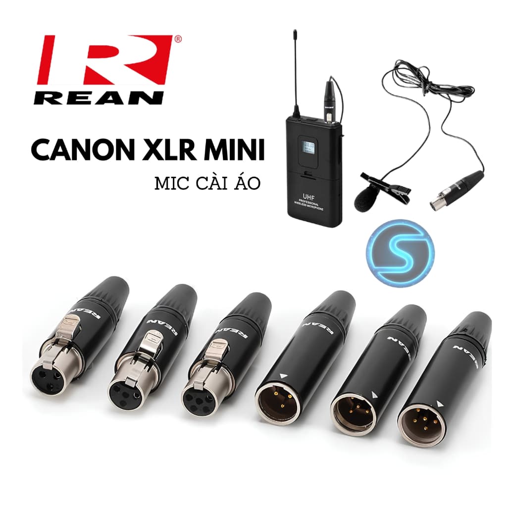 Jack rắc Canon mini, XLR mini canon hãng Rean , Dùng cho mic cài áo . ( Giá 1 Cái )