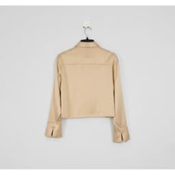 [ Hiền VNXK2] Áo Sơ Mi Nữ Lụa Satin, Dáng Ngắn Croptop ,Tay Dài Cổ Đức Cài Cúc Phong Cách Hàn Quốc hàng vnxk 3