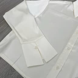 [ Hiền VNXK2] Áo Sơ Mi Nữ Lụa Satin, Dáng Ngắn Croptop ,Tay Dài Cổ Đức Cài Cúc Phong Cách Hàn Quốc hàng vnxk 5