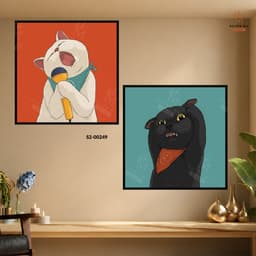 Bộ Đôi Tranh Canvas Cặp Đôi Mèo Dễ Thương , Decor Phòng Khách, Phòng Ngủ, Homestay, Spa, Khách Sạn – Huyền My Decor 5