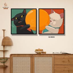 Bộ Đôi Tranh Canvas Cặp Đôi Mèo Dễ Thương , Decor Phòng Khách, Phòng Ngủ, Homestay, Spa, Khách Sạn – Huyền My Decor 7